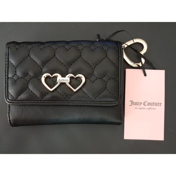Juicy Couture Women's Double Sided Trifold Wallet with Keyring Liquorice - Picture 2 of 5